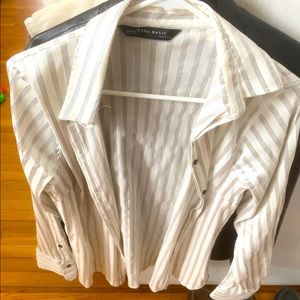 Zara Basic Made in Spain. White blouse with stripes. Streching. Good condition